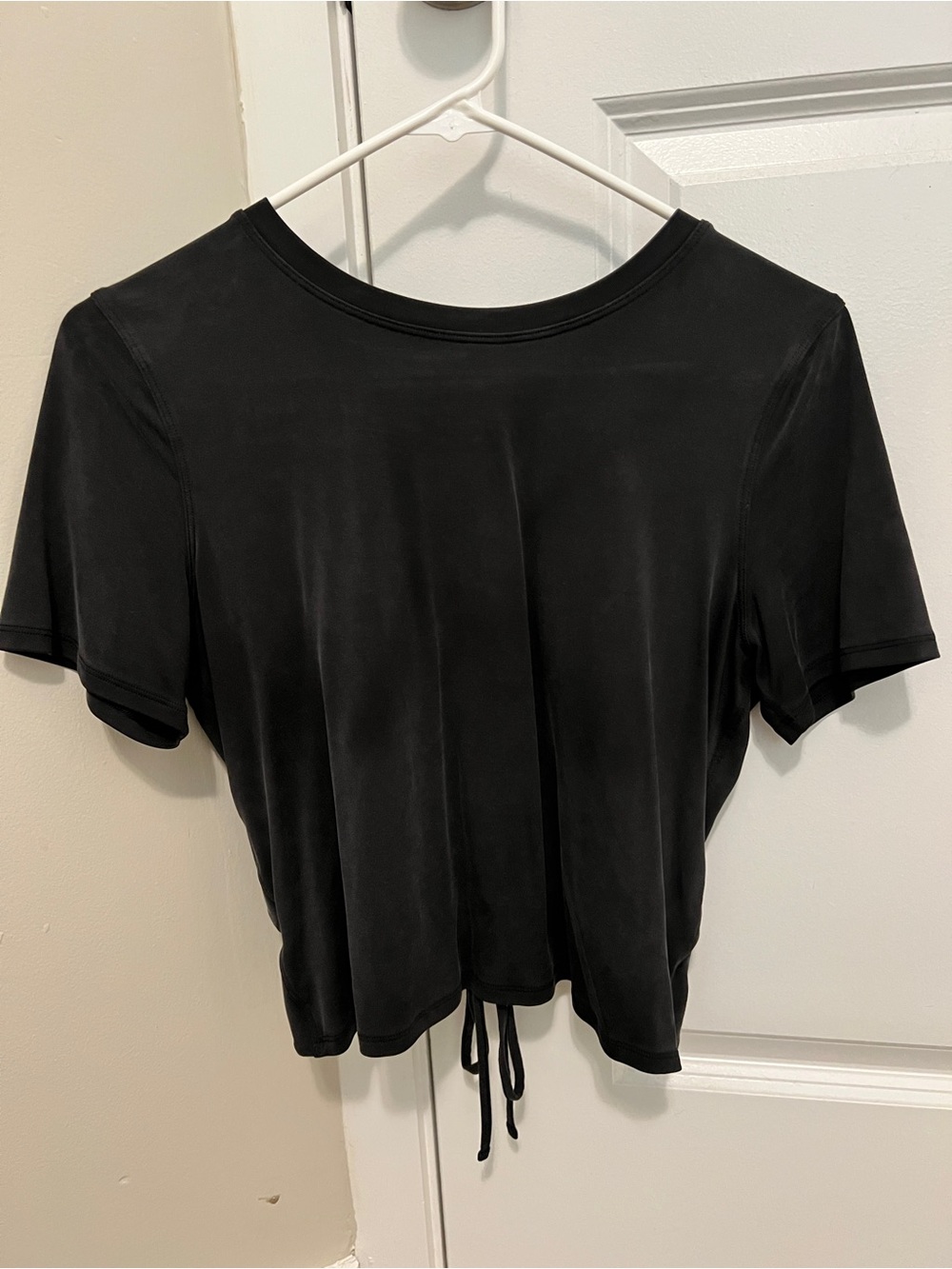 lululemon athletica Black Short-Sleeve Drawstring Crop Top